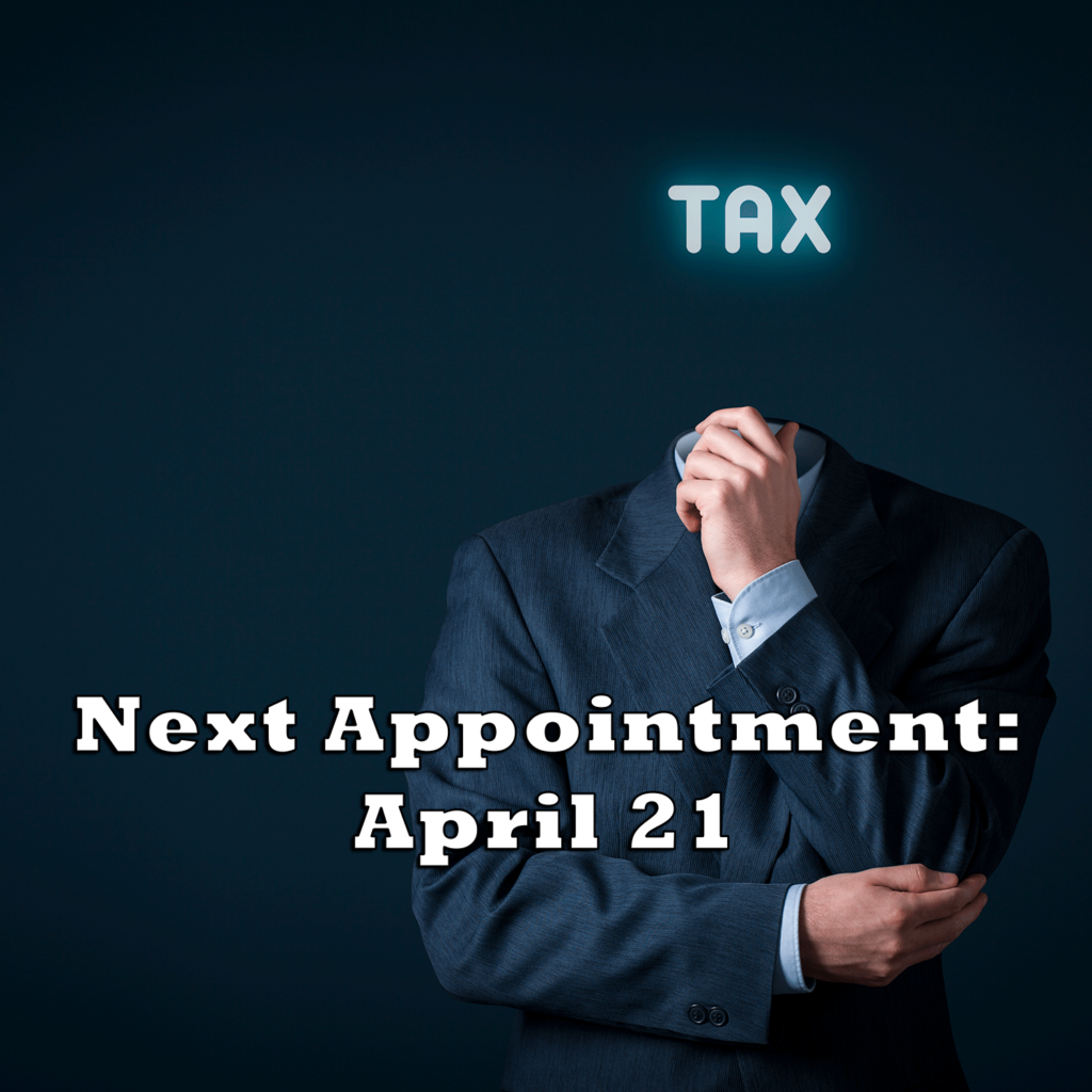 Next appointment April 21st graphic