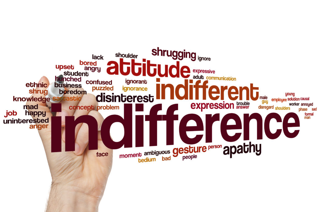 Indifference word cloud concept with disinterest ignore related tags